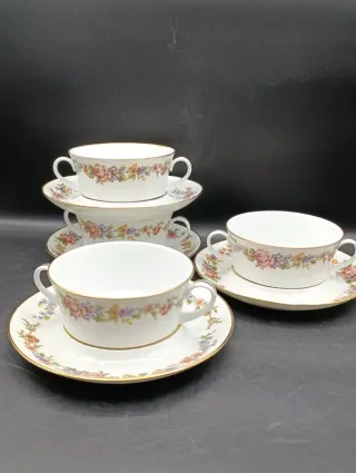 Set tazas consomé porcelana