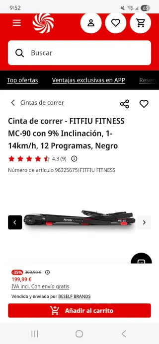 Cinta de correr FITFIU MC-90