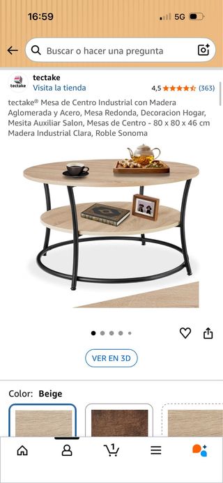 Mesa de centro tectake sin montar