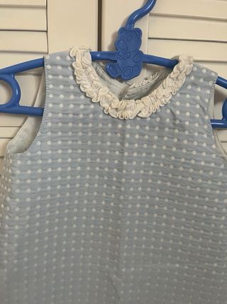 Vestido niña azul topos blancos 24 meses