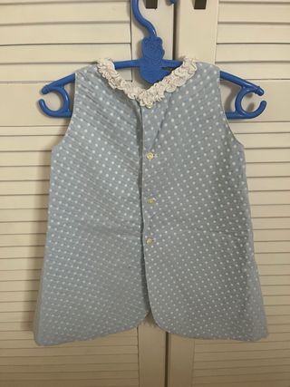 Vestido niña azul topos blancos 24 meses