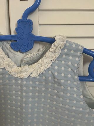 Vestido niña azul topos blancos 24 meses