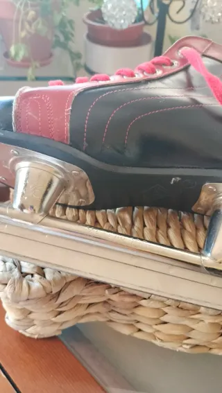 Patines de Hielo Vintage Cuero Negro/Rojo n 39