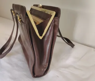 Bolso Cuero Vintage El Corte Inglés Marrón