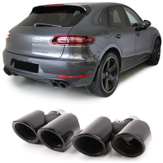 COLAS DE ESCAPE DOBLES PARA PORSCHE CAYENNE 95B 14-17 NEGRO BRILLANTE