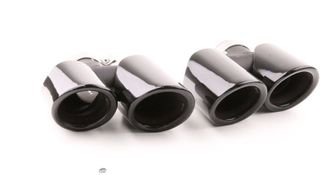 COLAS DE ESCAPE DOBLES PARA PORSCHE CAYENNE 95B 14-17 NEGRO BRILLANTE