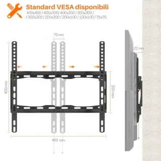 Staffa Porta TV da 26" a 63" Supporto a Parete