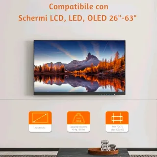 Staffa Porta TV da 26" a 63" Supporto a Parete