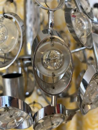 Lampadario Space Age Oscar Tarlasco Vetro Metallo