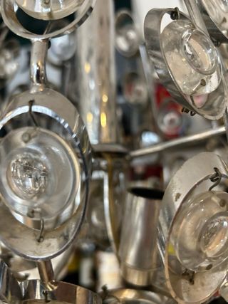 Lampadario Space Age Oscar Tarlasco Vetro Metallo