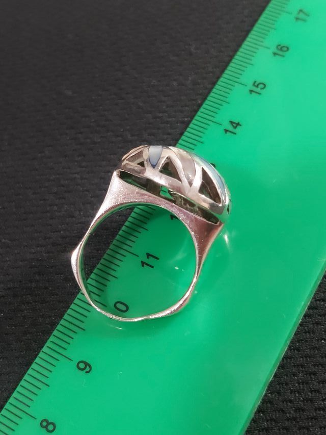 Anillo vintage de plata 925 con flor esmaltada