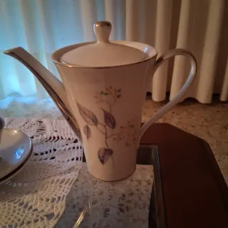 Juego de café porcelana plata y blanco