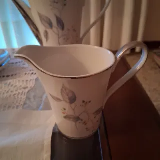 Juego de café porcelana plata y blanco