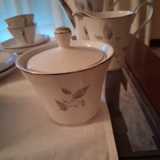 Juego de café porcelana plata y blanco