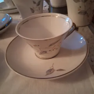 Juego de café porcelana plata y blanco