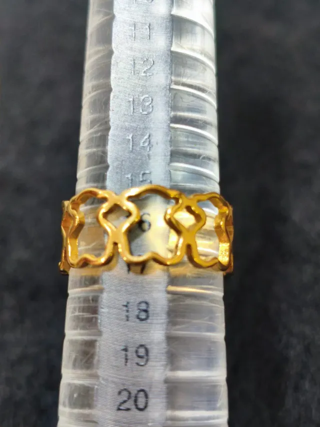 Anillos acero ositos oro y plata