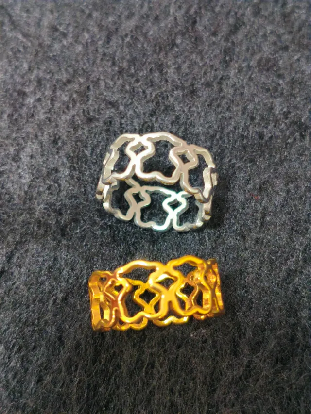 Anillos acero ositos oro y plata