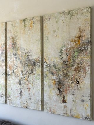 Cuadros abstractos. Pintados a mano. Tríptico