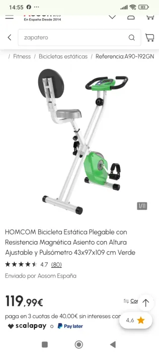 Bicicleta Estática Plegable Verde