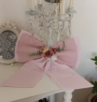 Fiocco shabby chic rosa con fiori