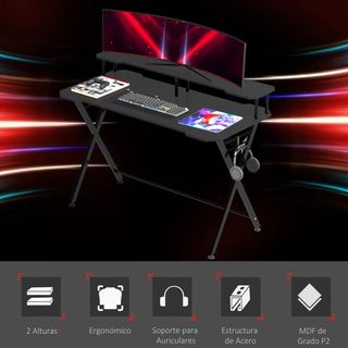 Mesa Gaming 140x60 cm Escritorio para Computadora