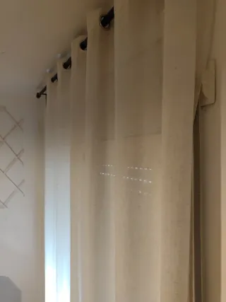 2 x Cortinas beige 270x200 con barra y soporte
