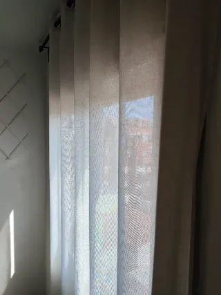 2 x Cortinas beige 270x200 con barra y soporte