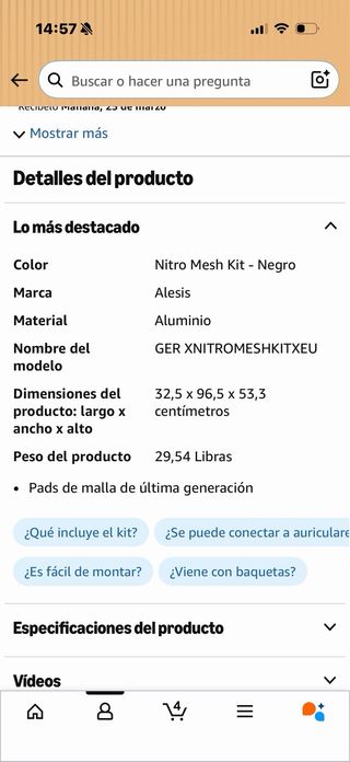 Batería Electrónica Alesis Nitro Mesh Kit