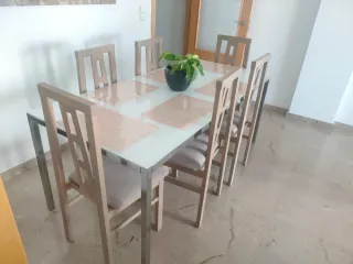 Mesa Comedor Cristal y Metal