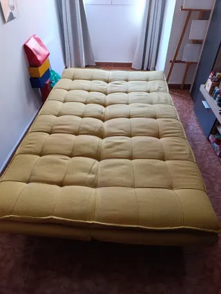 Sofá Cama Amarillo Tela
