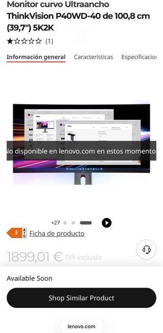 Monitor Lenovo ThinkVision P40WD-40 40" 5K2K