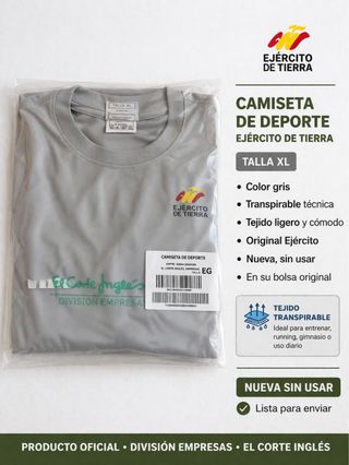 Camiseta Deporte Ejército Tierra Talla XL (EG)Gris