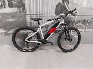 Bicicleta eléctrica MTB Rockrider E-ST 100 Blanco Rojo