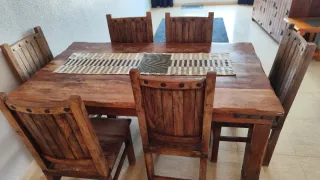 Mesa Comedor Madera Maciza + 6 Sillas