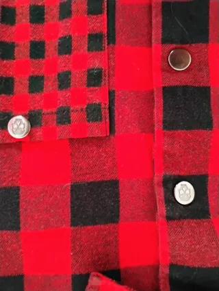 Camicia a quadri rossa e nera stampa teschio