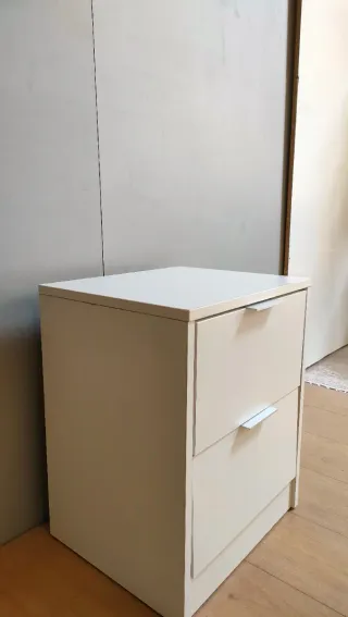 Mesita de noche blanca 2 cajones