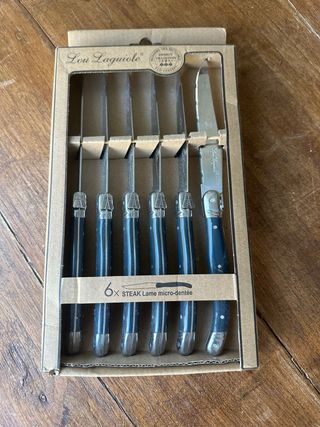 Set de 6 cuchillos de carne Lou Laguiole azul gris