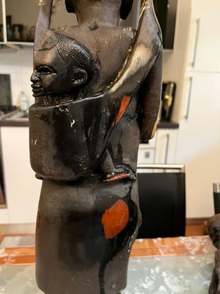 3 statue africane legno ebano grandi