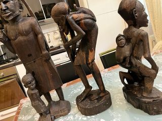 3 statue africane legno ebano grandi