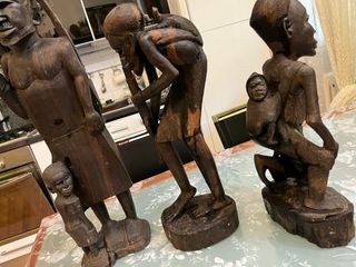 3 statue africane legno ebano grandi