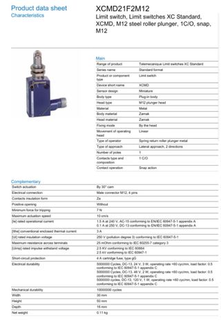 Final de carrera Telemecanique XCMD21F2M12