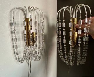 Coppia Applique Vintage Ottone Vetro