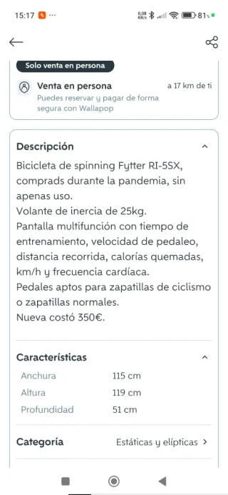 Bici Spinning Volante Inercia 25kg