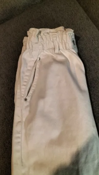 Pantalón ancho mujer beige