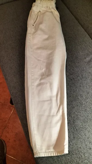 Pantalón ancho mujer beige
