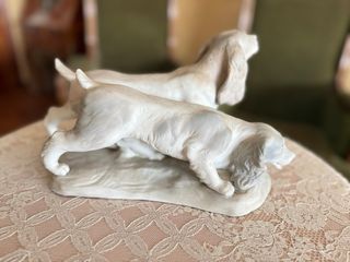 Escultura vintage perros caza porcelana