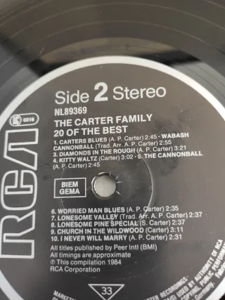 Vinilo LP The Carter Family - 20 Of The Best