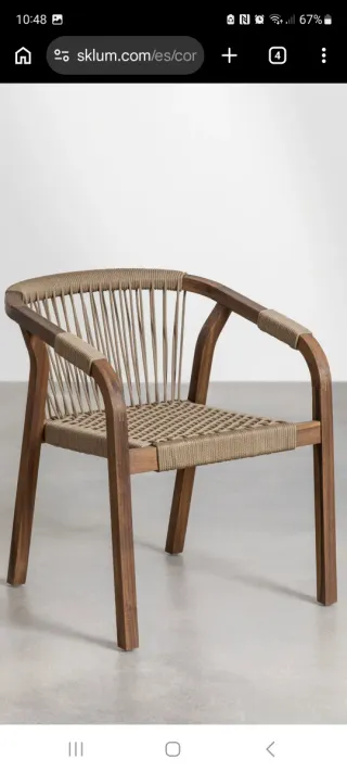 Silla Sklum. Modelo Dubai. Madera y Tela Beige