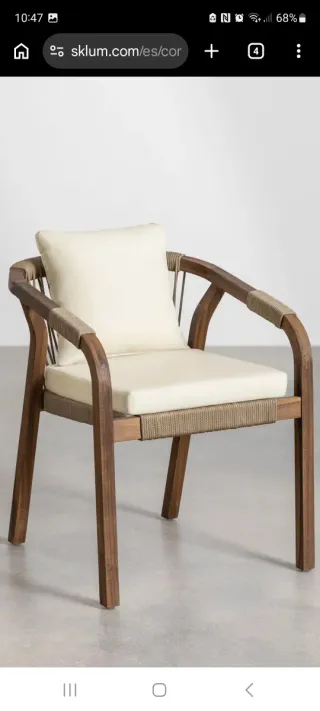 Silla Sklum. Modelo Dubai. Madera y Tela Beige