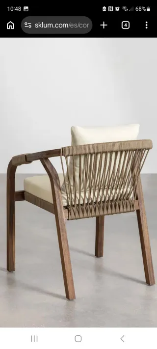 Silla Sklum. Modelo Dubai. Madera y Tela Beige